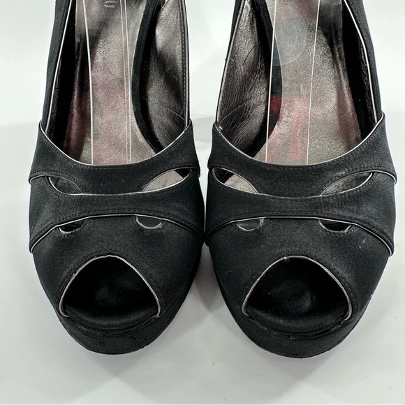 Miu Miu heels 40 black satin sling back chunky platforms vintage y2k formal - Picture 3 of 11